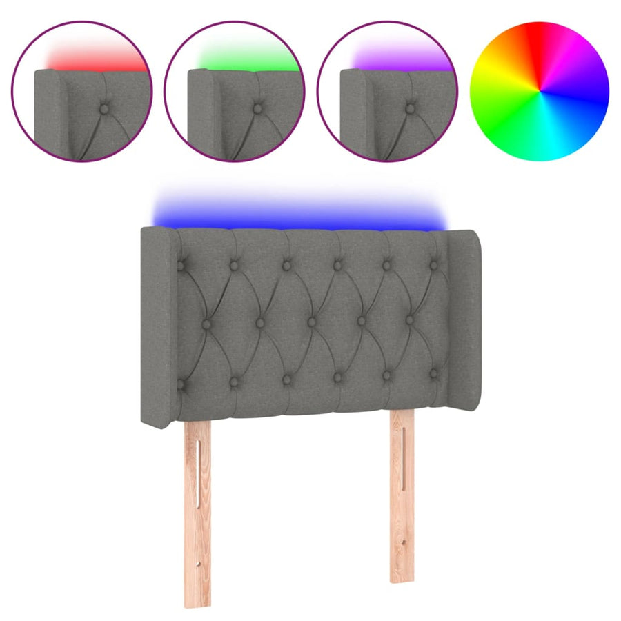 Hoofdbord Led Stof 83 x 16 x 78/88 cm Donkergrijs