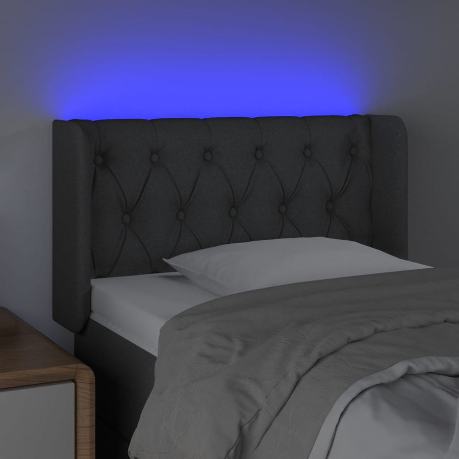 Hoofdbord Led Stof 83 x 16 x 78/88 cm Donkergrijs