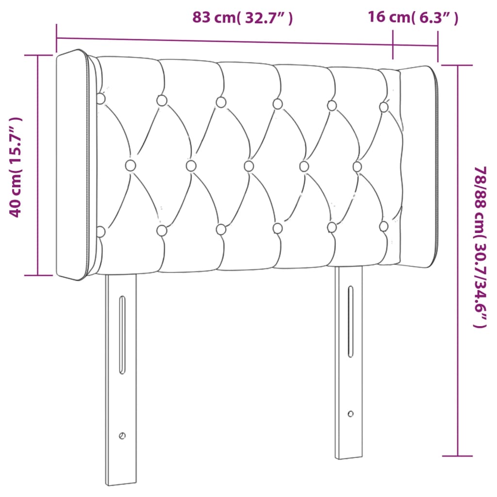 Hoofdbord Led Stof 83 x 16 x 78/88 cm Donkergrijs