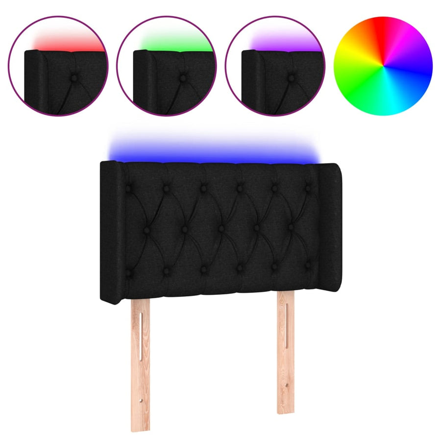 Hoofdbord Led Stof 83 x 16 x 78/88 cm Zwart