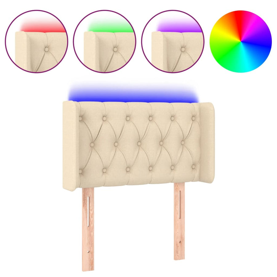 Hoofdbord Led Stof Kleurig 83 x 16 x 78/88 cm Crème