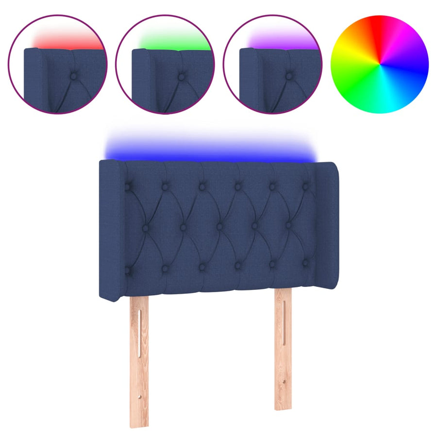 Hoofdbord Led Stof 83 x 16 x 78/88 cm Blauw