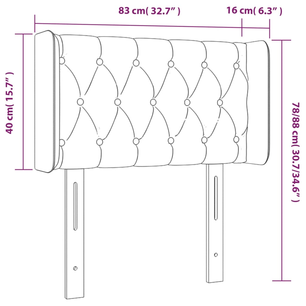Hoofdbord Led Stof 83 x 16 x 78/88 cm Blauw