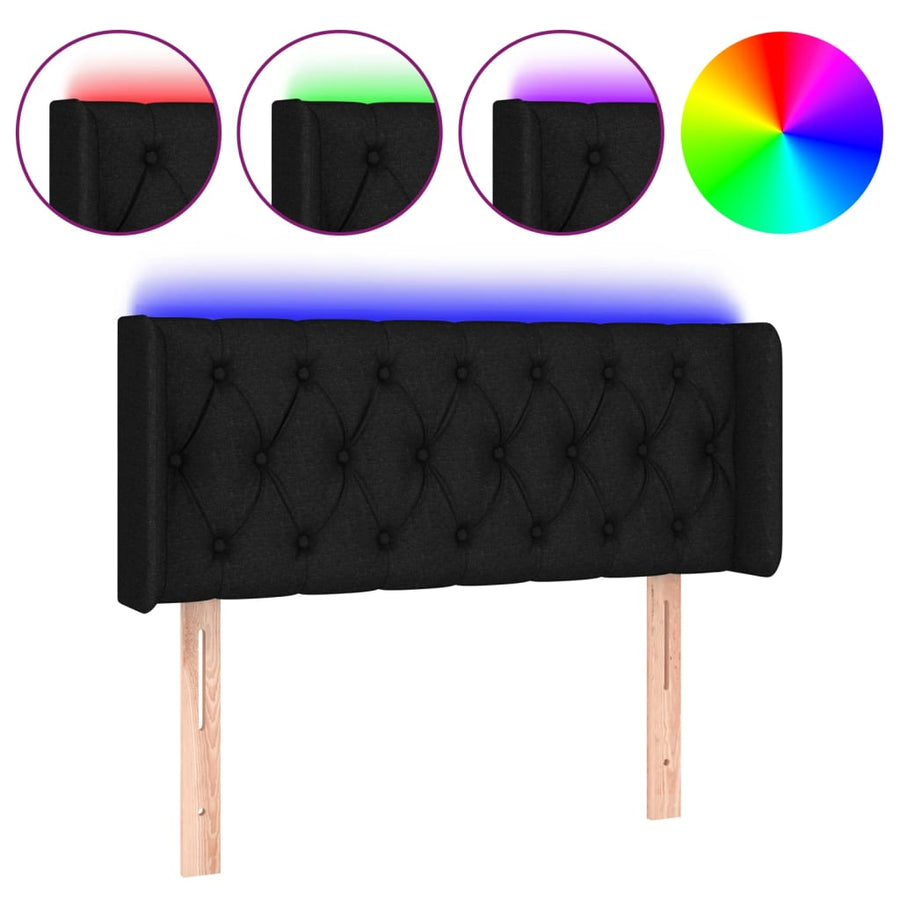 Hoofdbord Led Stof 93 x 16 x 78/88 cm Zwart
