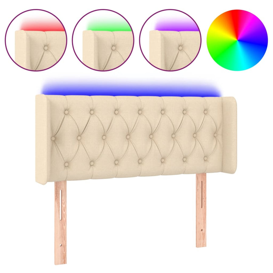 Hoofdbord Led Stof Kleurig 93 x 16 x 78/88 cm Crème