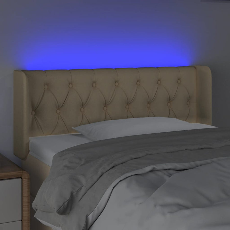 Hoofdbord Led Stof Kleurig 93 x 16 x 78/88 cm Crème
