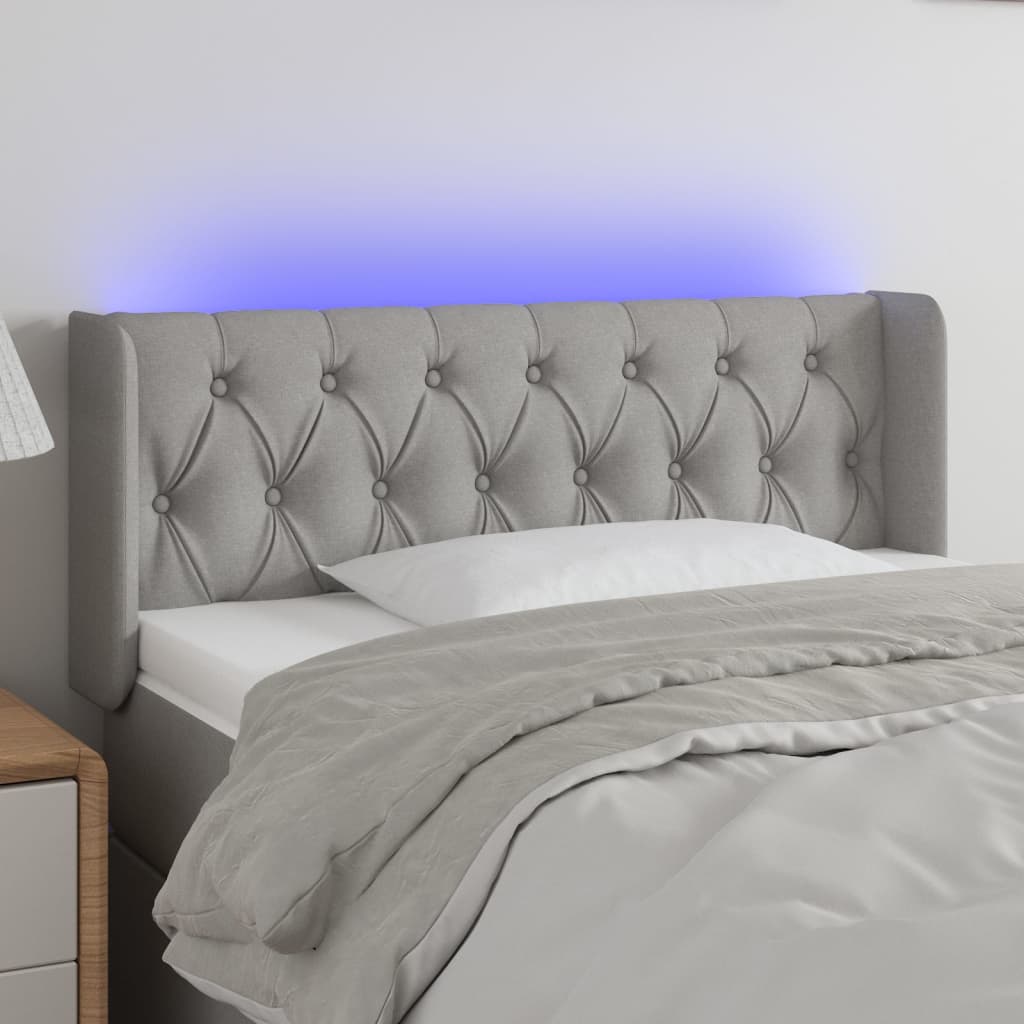 Hoofdbord Led 103X16X78/88 Cm Stof Lichtgrijs Lichtgrijs 103 x 16 x 78/88 cm