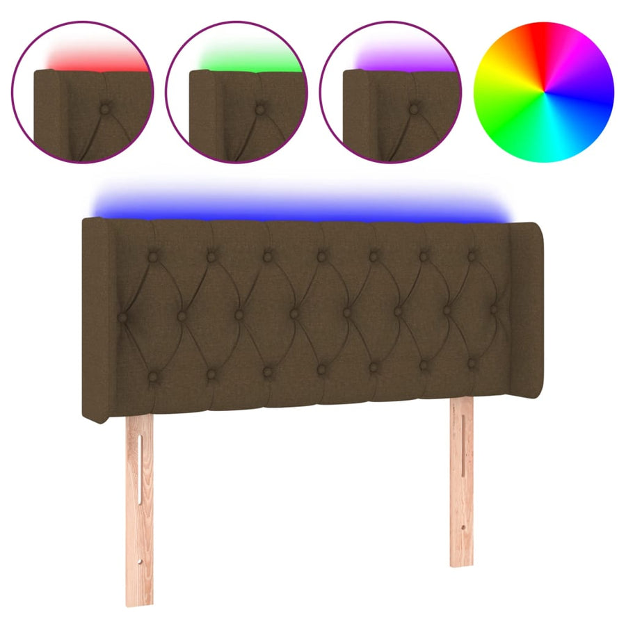 Hoofdbord Led Stof 103 x 16 x 78/88 cm Donkerbruin