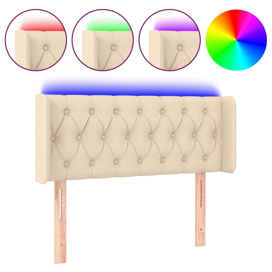 Hoofdbord LED 103x16x78/88 cm stof crèmekleurig 103 x 16 x 78/88 cm