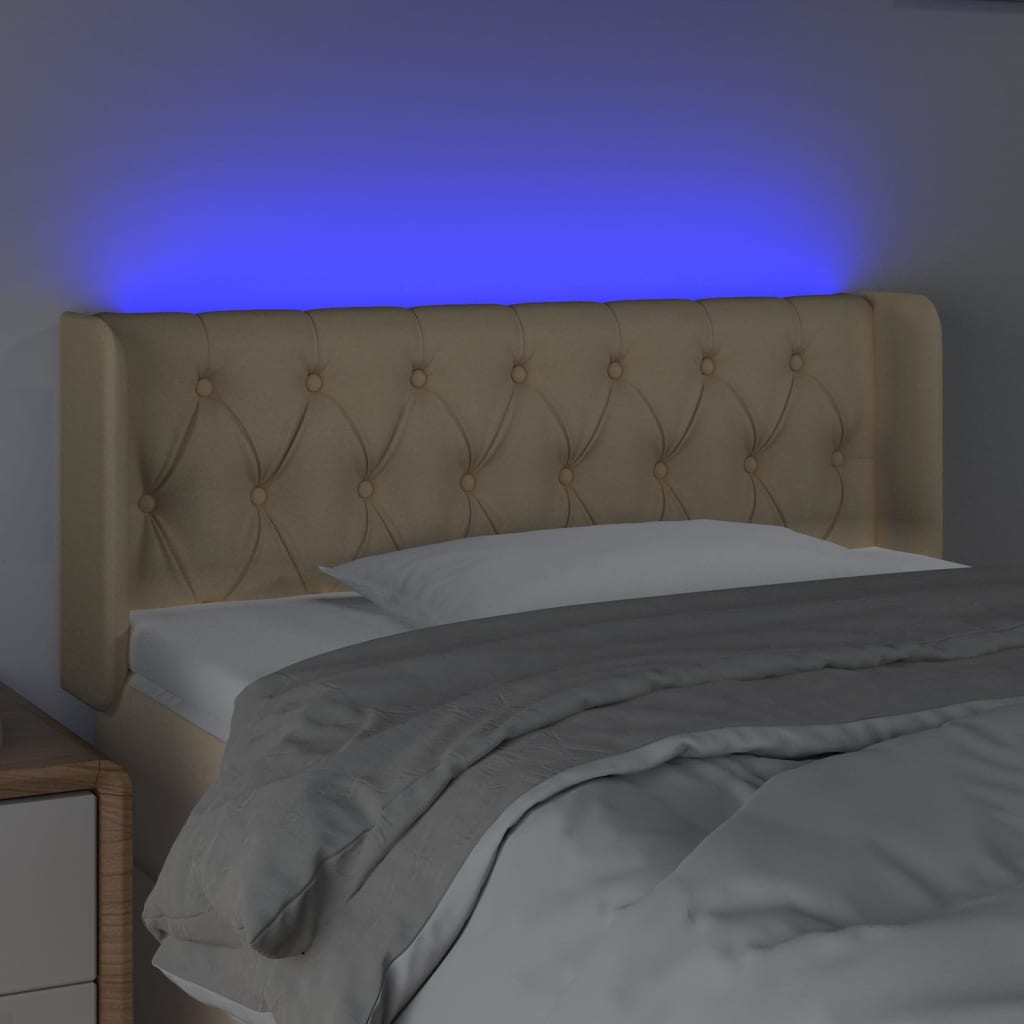 Hoofdbord LED 103x16x78/88 cm stof crèmekleurig 103 x 16 x 78/88 cm