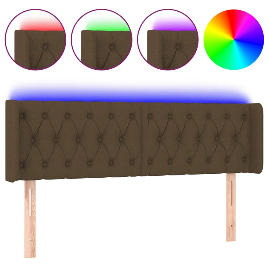 Hoofdbord Led Stof 147 x 16 x 78/88 cm Donkerbruin