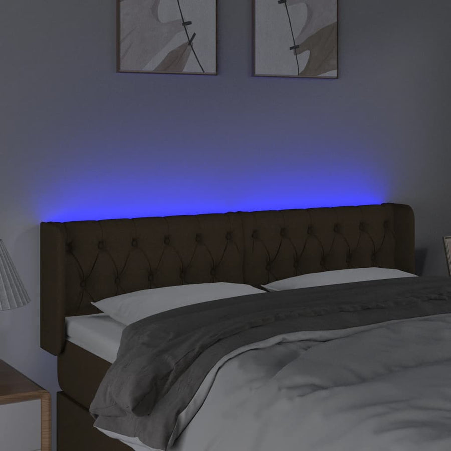 Hoofdbord Led Stof 147 x 16 x 78/88 cm Donkerbruin
