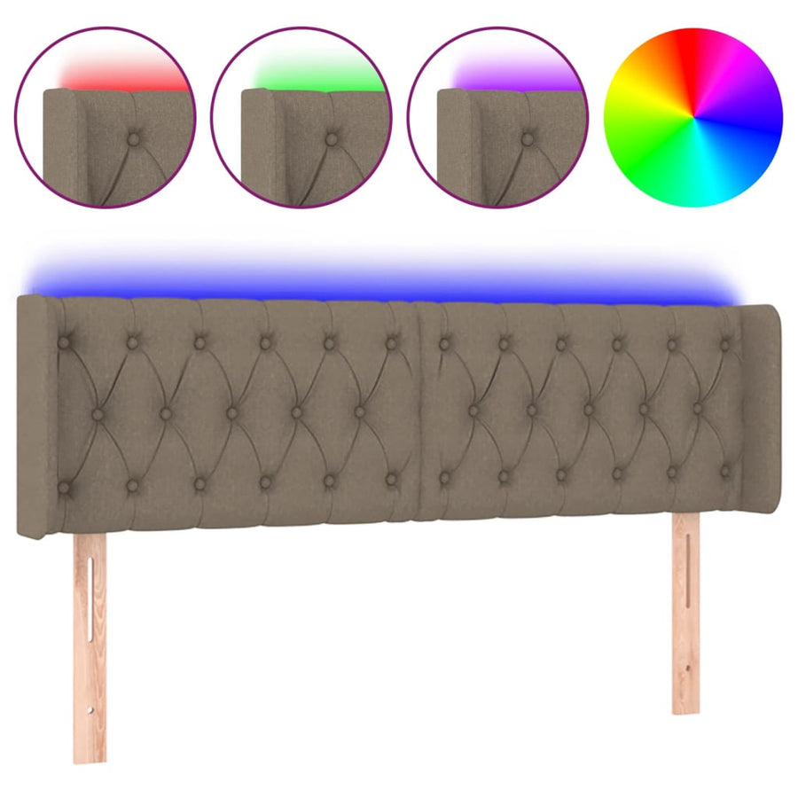 Hoofdbord Led Stof 147 x 16 x 78/88 cm Taupe