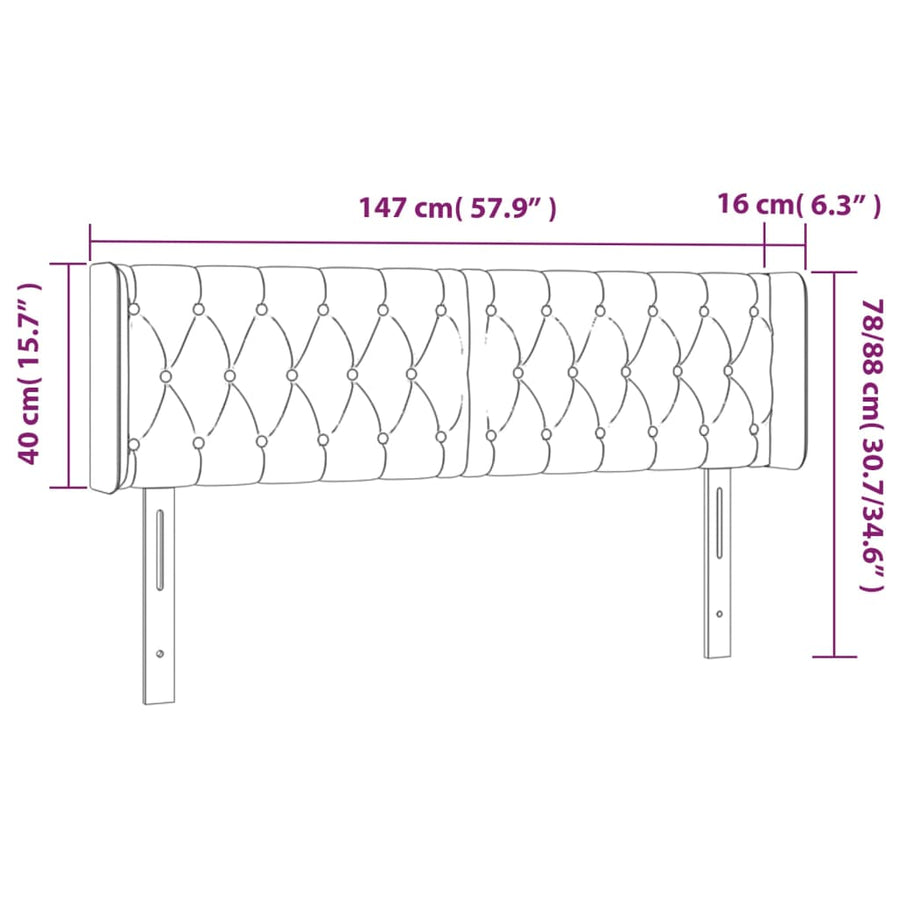 Hoofdbord Led Stof 147 x 16 x 78/88 cm Taupe