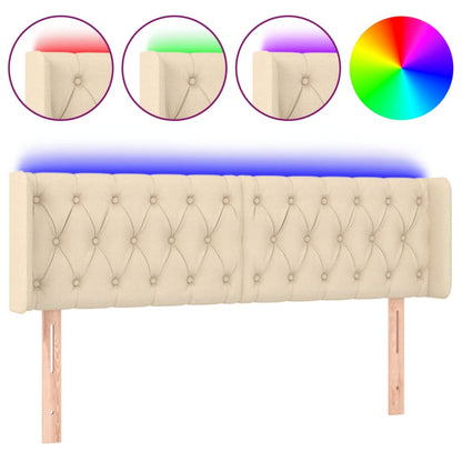 Hoofdbord Led Stof Kleurig 147 x 16 x 78/88 cm Crème