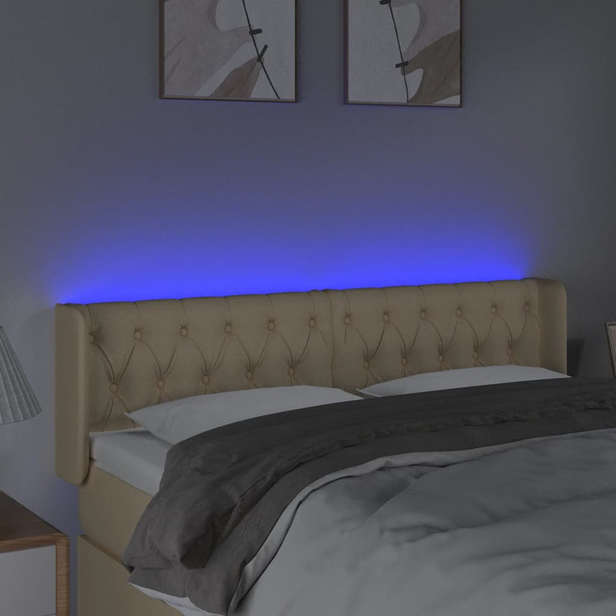 Hoofdbord Led Stof Kleurig 147 x 16 x 78/88 cm Crème