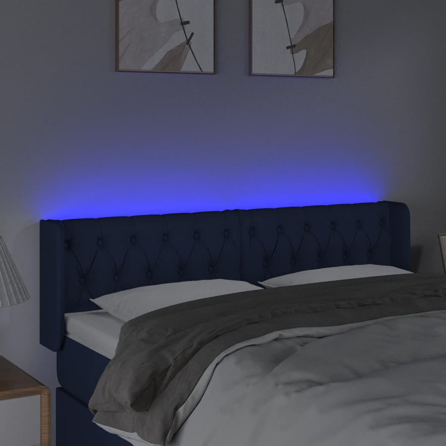 Hoofdbord Led Stof 147 x 16 x 78/88 cm Blauw