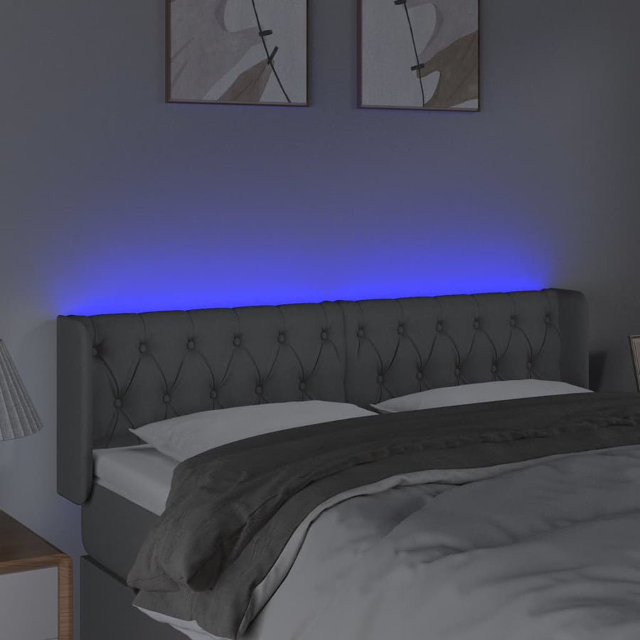 Hoofdbord Led Stof 163 x 16 x 78/88 cm Lichtgrijs