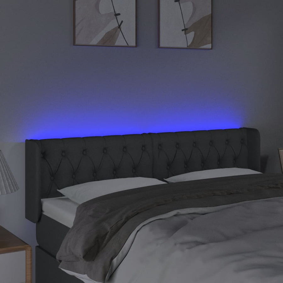 Hoofdbord Led Stof 163 x 16 x 78/88 cm Donkergrijs