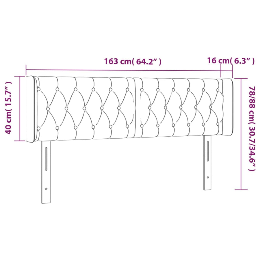 Hoofdbord Led Stof 163 x 16 x 78/88 cm Donkergrijs
