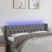 Hoofdbord 163x16x78/88 cm stof donkergrijs LED