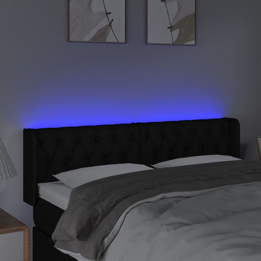Hoofdbord Led Stof 163 x 16 x 78/88 cm Zwart
