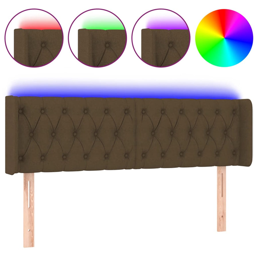 Hoofdbord Led Stof 163 x 16 x 78/88 cm Donkerbruin