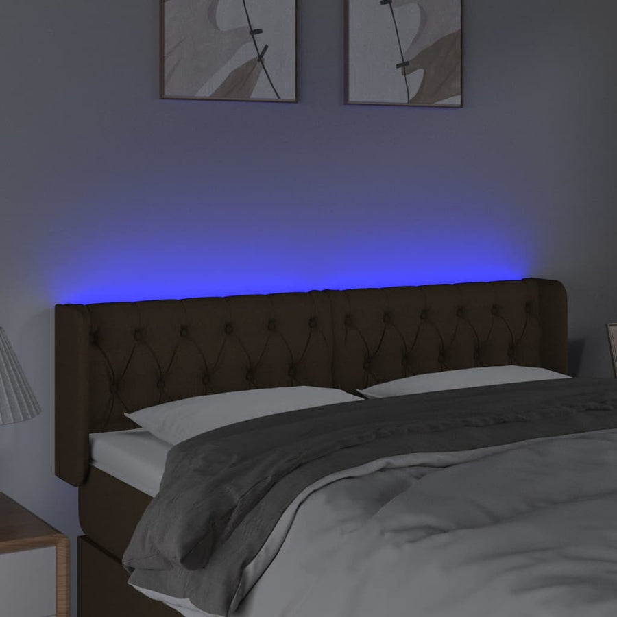 Hoofdbord Led Stof 163 x 16 x 78/88 cm Donkerbruin