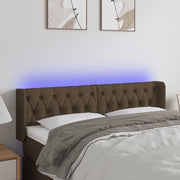 Hoofdbord 163x16x78/88 cm stof donkerbruin LED