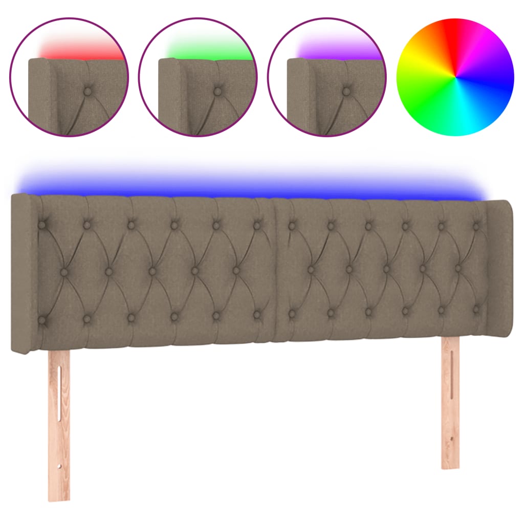 Hoofdbord Led Stof 163 x 16 x 78/88 cm Taupe