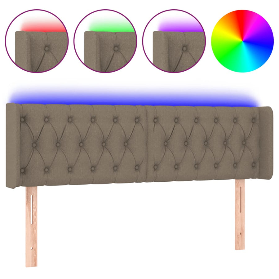 Hoofdbord Led Stof 163 x 16 x 78/88 cm Taupe