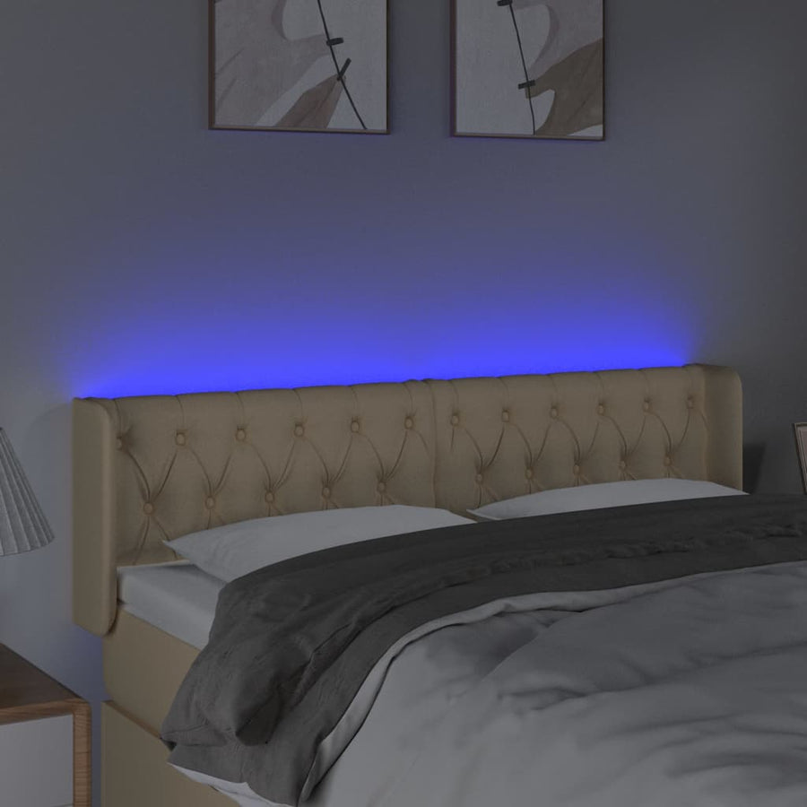 Hoofdbord Led Stof Kleurig 163 x 16 x 78/88 cm Crème
