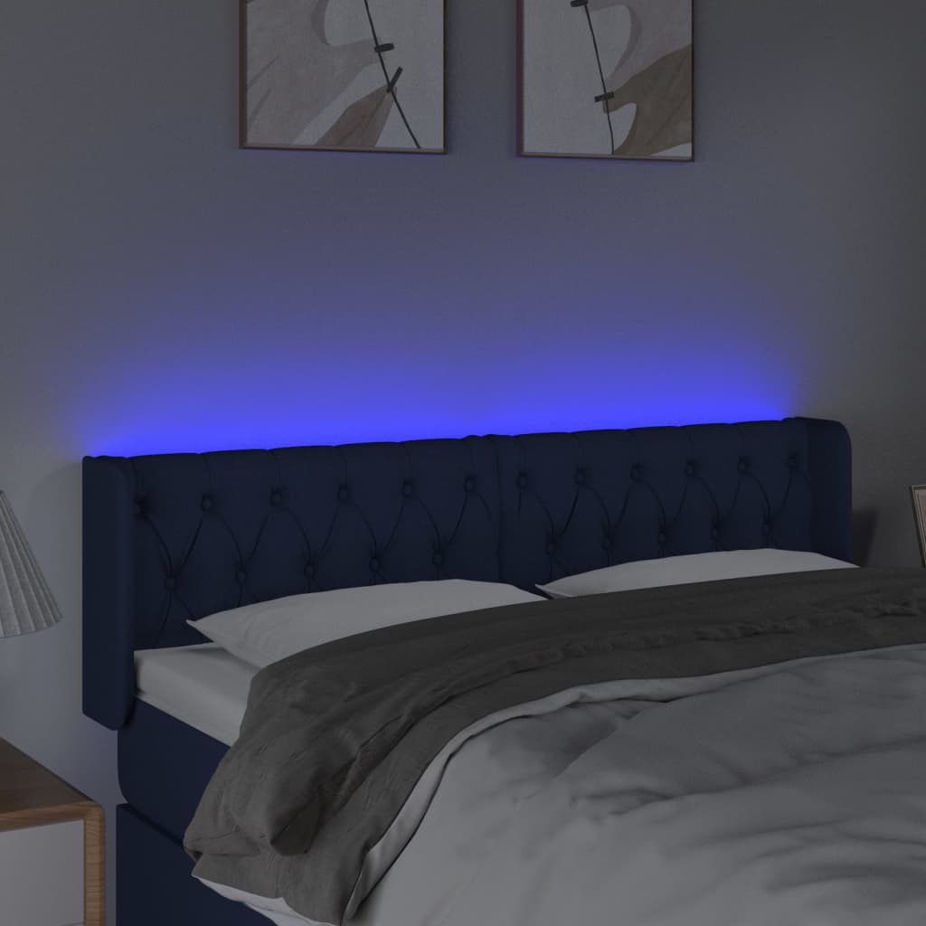 Hoofdbord Led Stof 163 x 16 x 78/88 cm Blauw