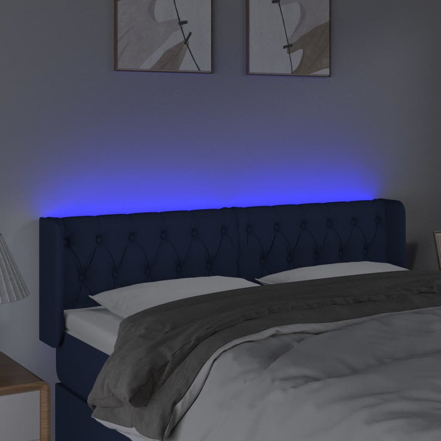 Hoofdbord Led Stof 163 x 16 x 78/88 cm Blauw