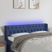 Hoofdbord LED 163x16x78/88 cm blauw stof