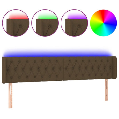 Hoofdbord Led Stof 183 x 16 x 78/88 cm Donkerbruin