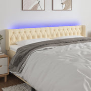 Hoofdbord 183x16x78/88 cm stof crèmekleurig LED