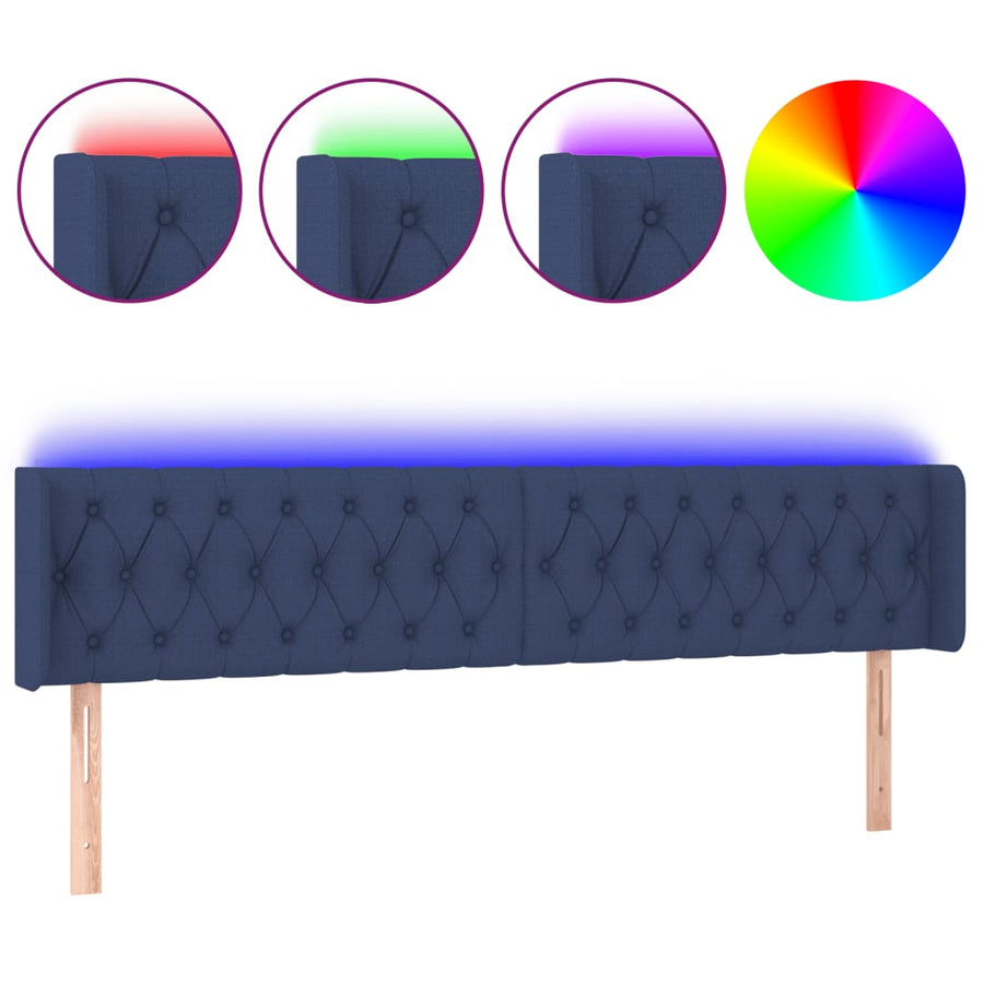 Hoofdbord Led Stof 183 x 16 x 78/88 cm Blauw