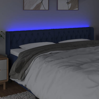 Hoofdbord Led Stof 183 x 16 x 78/88 cm Blauw
