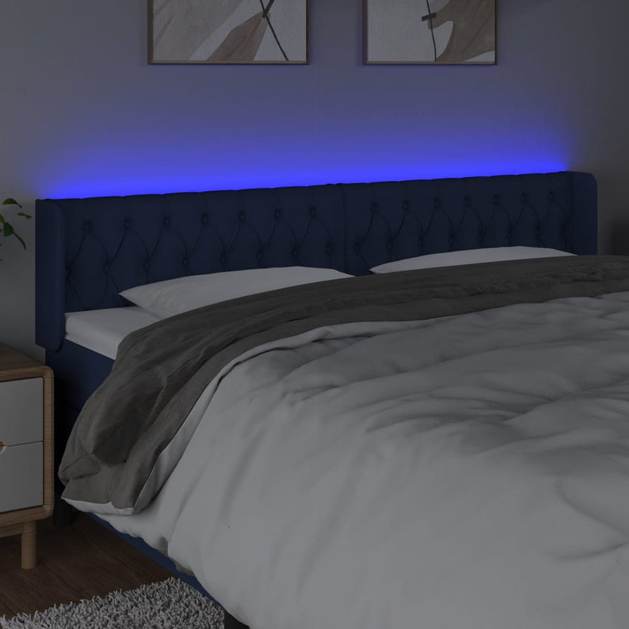 Hoofdbord Led Stof 183 x 16 x 78/88 cm Blauw