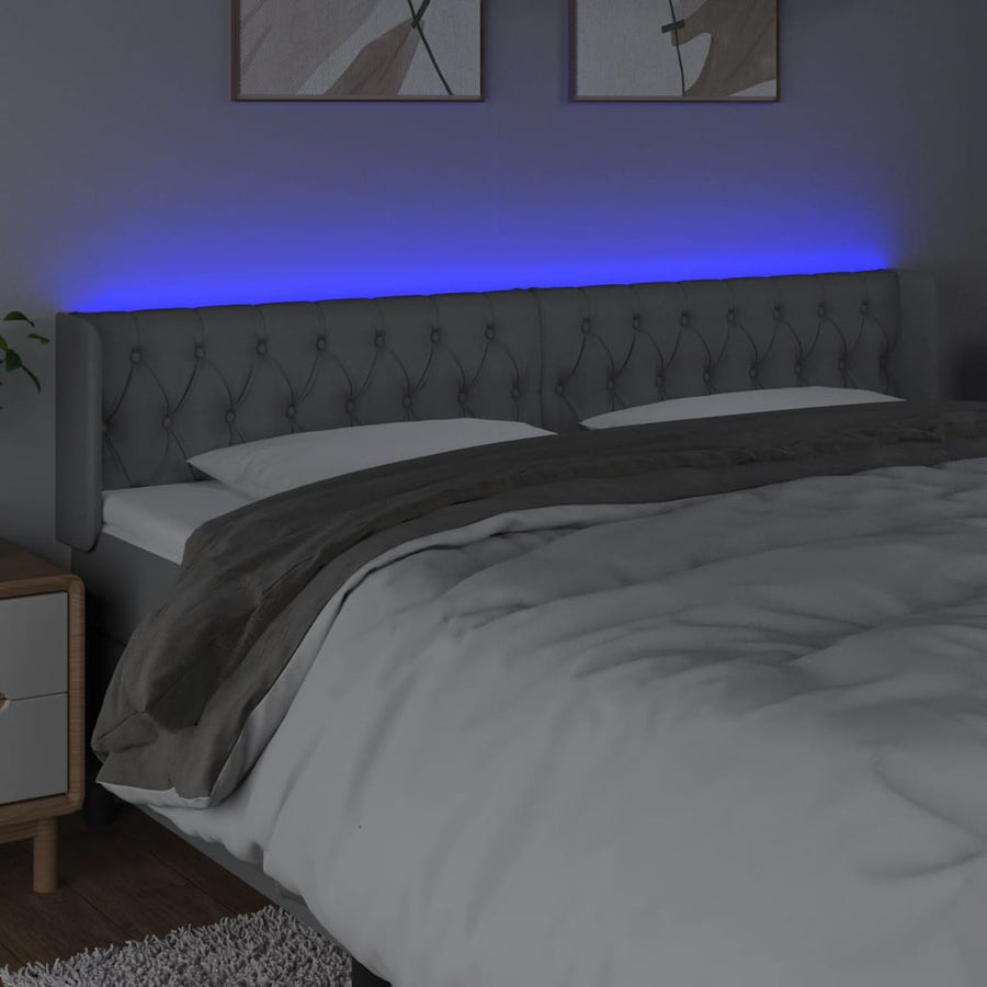 Hoofdbord Led Stof 203 x 16 x 78/88 cm Lichtgrijs