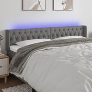 Hoofdbord 203x16x78/88 cm stof donkergrijs LED
