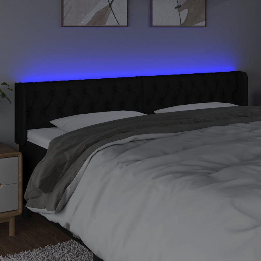 Hoofdbord Led Stof 203 x 16 x 78/88 cm Zwart