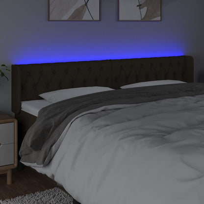 Hoofdbord Led Stof 203 x 16 x 78/88 cm Donkerbruin