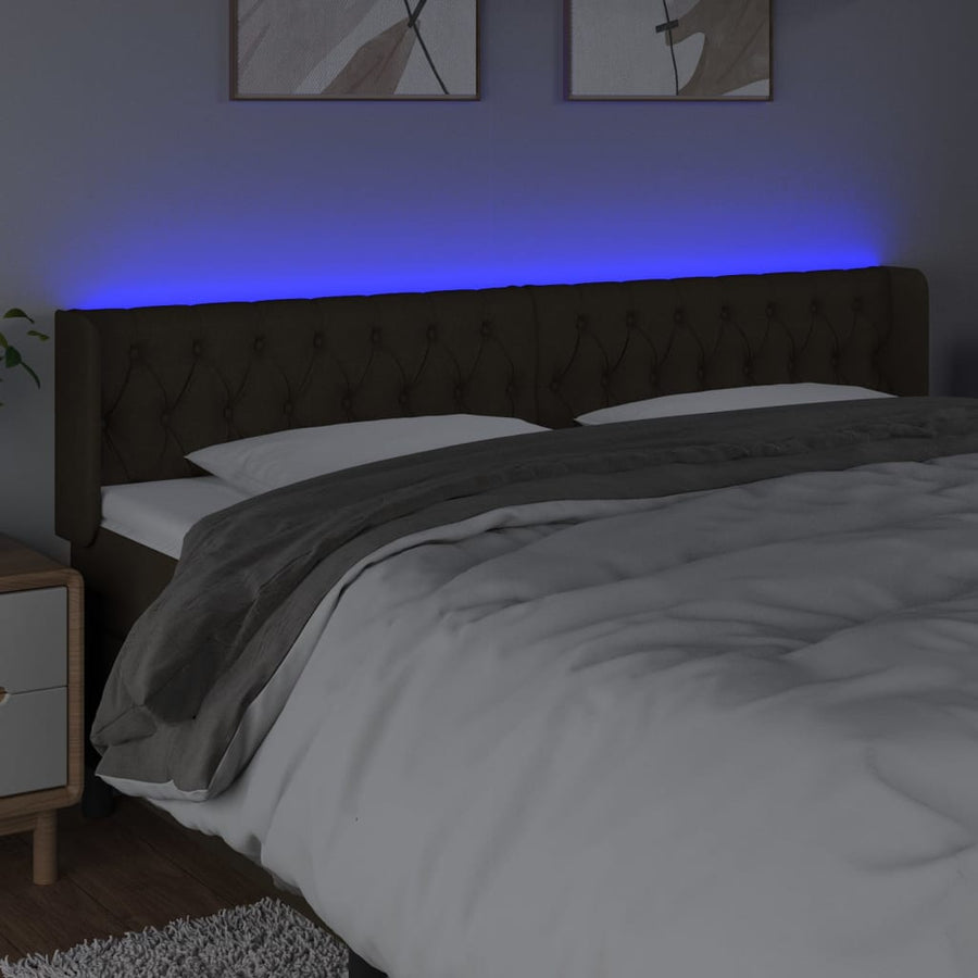 Hoofdbord Led Stof 203 x 16 x 78/88 cm Donkerbruin