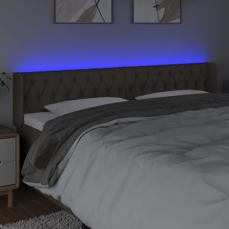 Hoofdbord Led Stof 203 x 16 x 78/88 cm Taupe