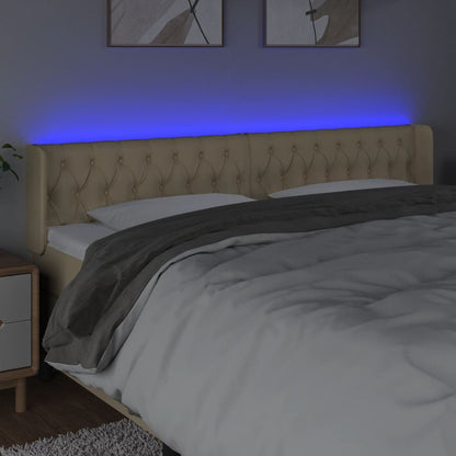 Hoofdbord Led Stof Kleurig 203 x 16 x 78/88 cm Crème