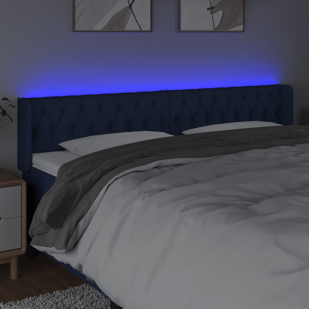 Hoofdbord Led Stof 203 x 16 x 78/88 cm Blauw