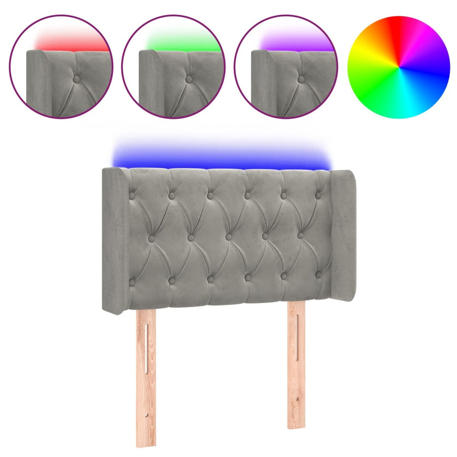 Hoofdbord Led Fluweel 83 x 16 x 78/88 cm Lichtgrijs
