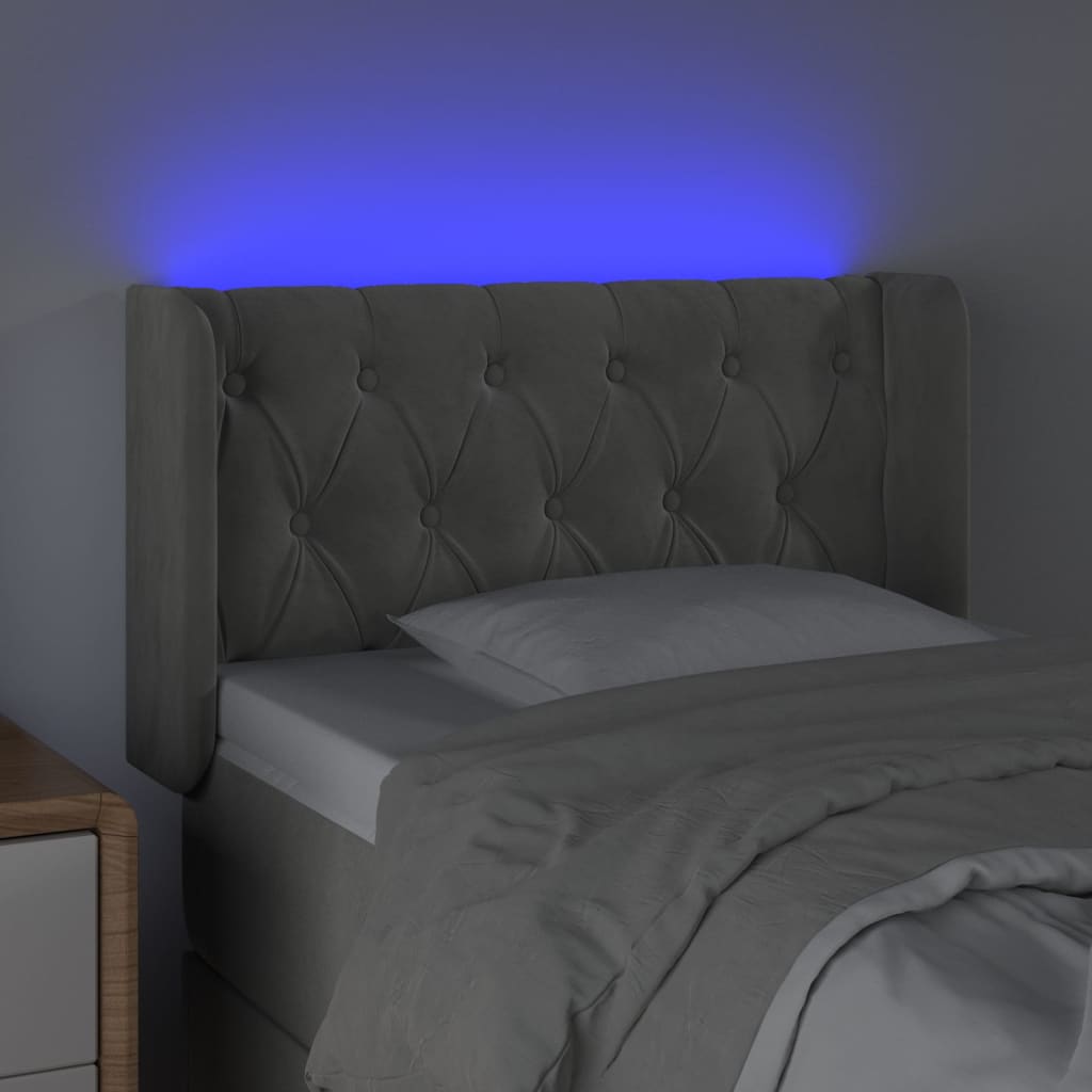 Hoofdbord Led Fluweel 83 x 16 x 78/88 cm Lichtgrijs